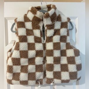 Wild Rose Checkered Sherpa Vest
